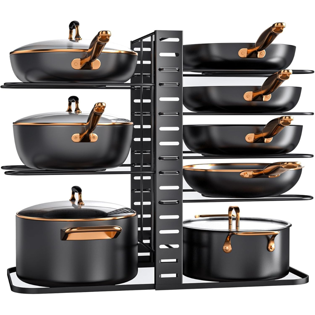 8-Tier Mudeela Pots & Pans Organizer Under-Cabinet Rack