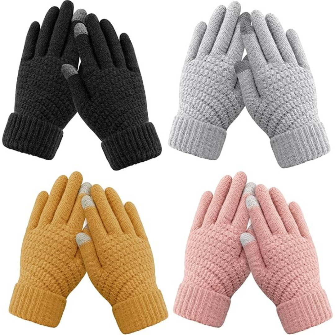 4-Pairs Women's Warm Soft Touchscreen Winter Gloves