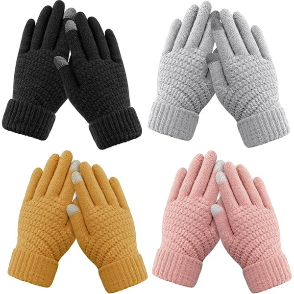 4-Pairs Women's Warm Soft Touchscreen Winter Gloves