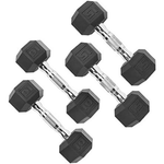 CAP Barbell 50lb (10lb x 2 and 15lb x2) Coated Hex Dumbbells Set