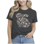 Women's Funny Leopard Glasses Rabbit Graphic T-Shirt