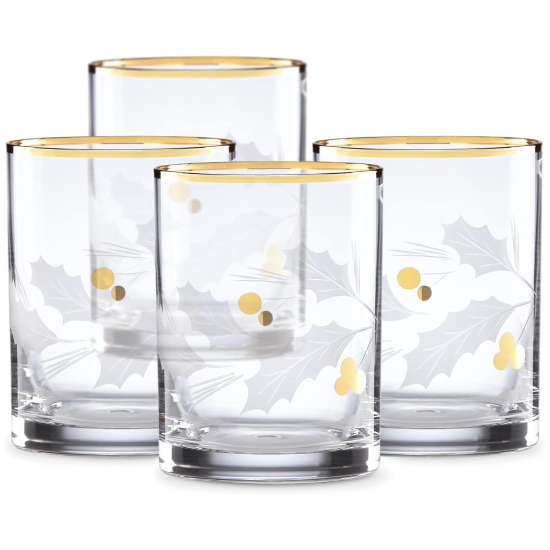 Lenox Holiday Gold 4-Piece Double Old Fashioned Set