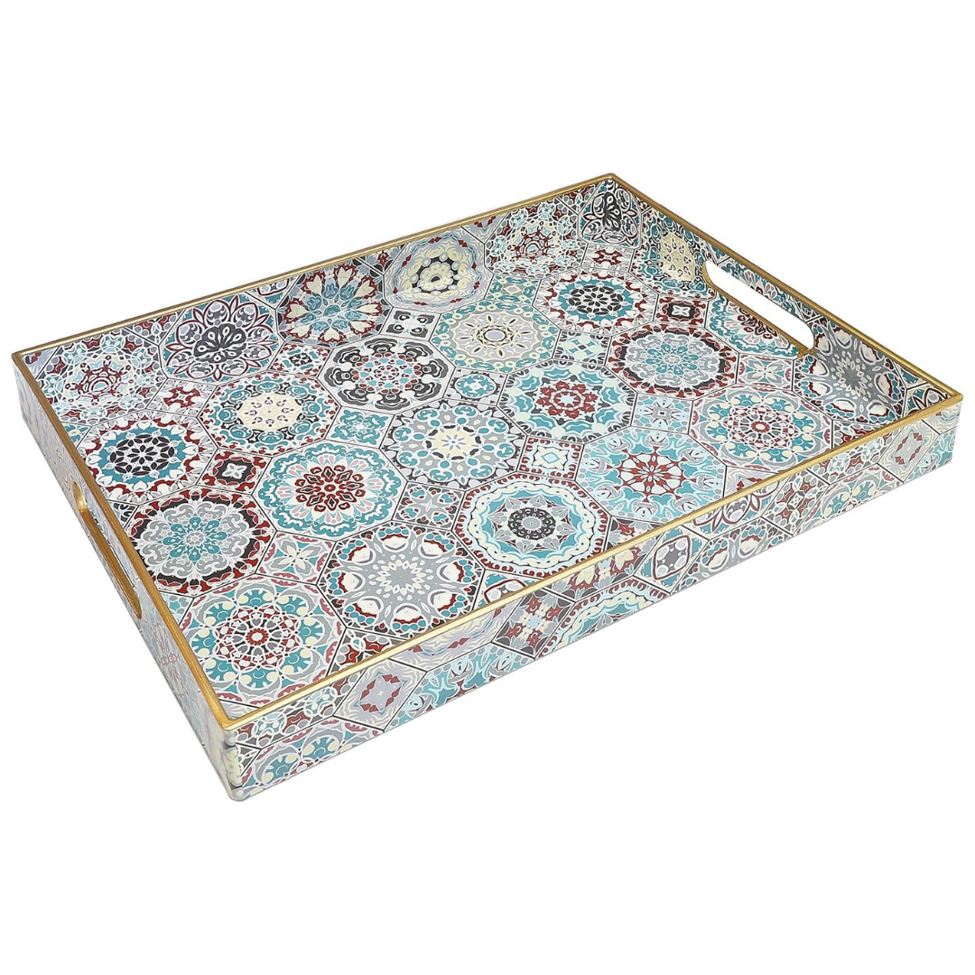 Spsyrine Decorative Serving Tray With Handles