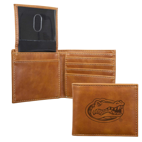 Rico Industries NCAA Florida Gators Brown Laser Engraved Bill-fold Wallet