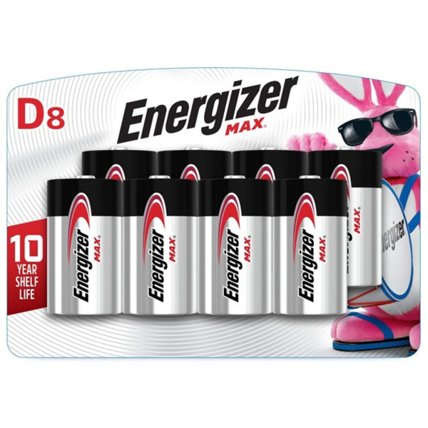 8-Pack Energizer MAX D Cell Alkaline Batteries