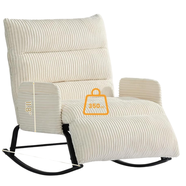 Oversized Rocking Chair With Adjustable Backrest And Footrest