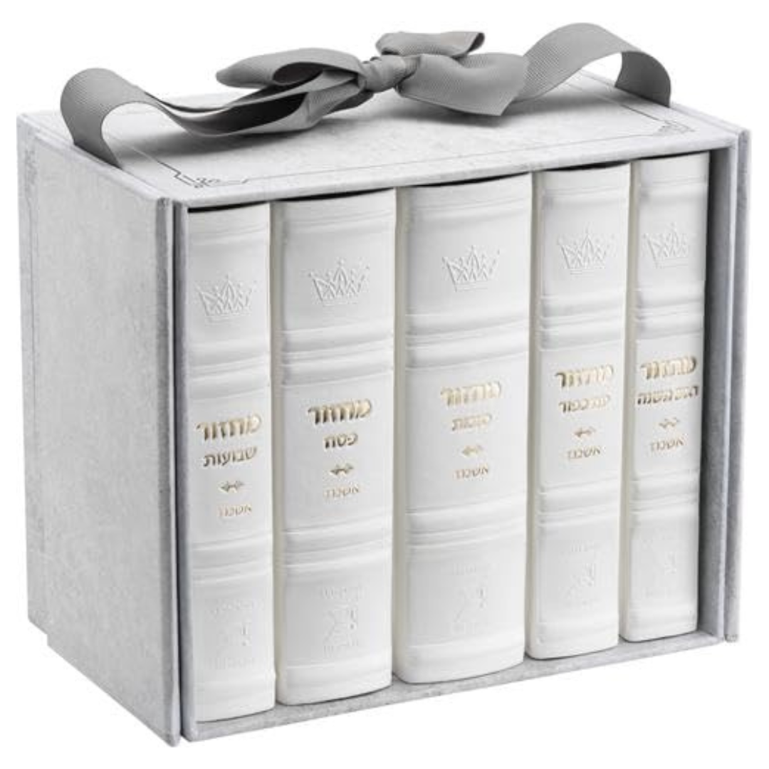 5 Volume Artscroll Hebrew English Mid Size Ashkenaz Faux Leather Machzor Set