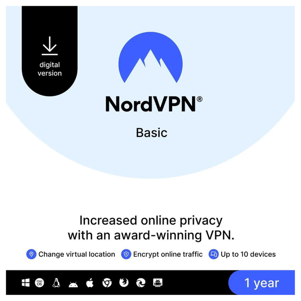 1-Year NordVPN Basic, Premium VPN Service