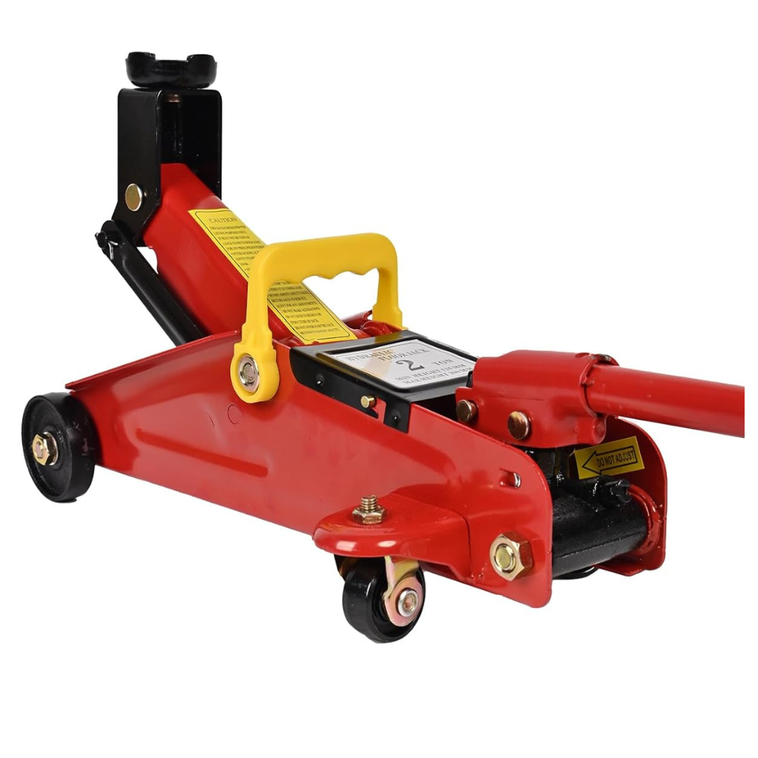 2 Ton Heavy Duty Steel Hydraulic Racing Low Profile Floor Jack (Red)