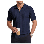 JMIERR Men's Textured Quarter-Zip Polo Shirt (Various)
