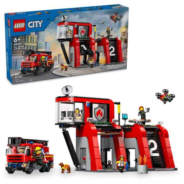 Lego City Fire Station With Fire Truck Pretend Play Toy 60414 (843 Pieces)