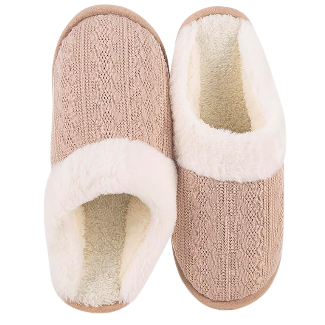 Women's Cozy Knit Slippers With Faux Fur (Various)