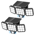 2-Pack Outdoor Flood 3500LM Bright Motion Sensor Solar Light