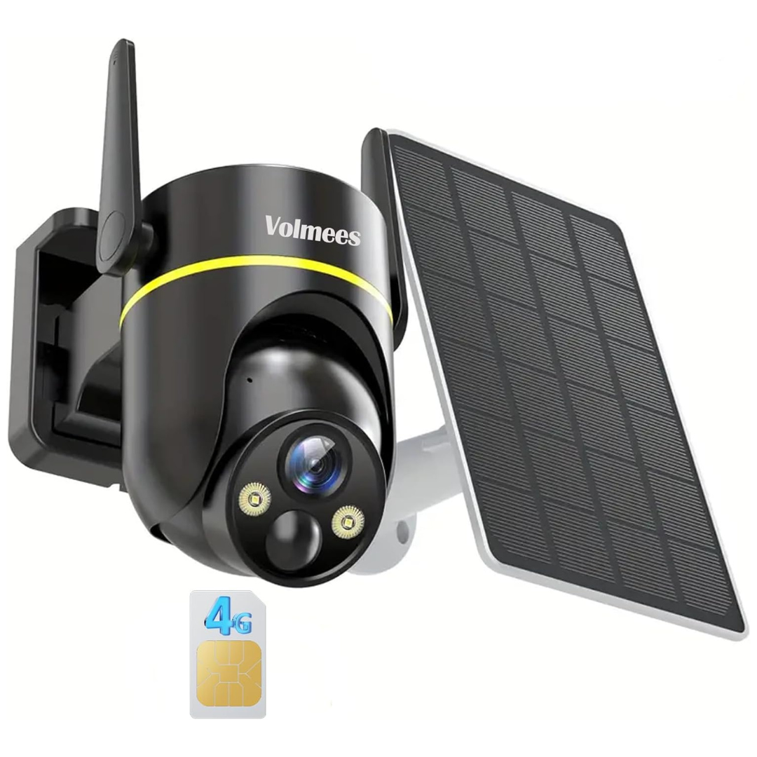 volmees Outdoor 4G LTE Solar Security Camera