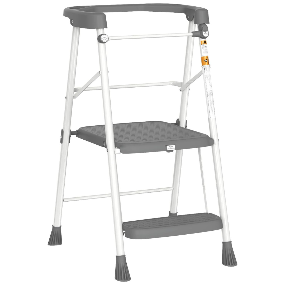 HBTower Kids 2 Steps Folding Step Stool W/ Safety Railing (2 Colors)