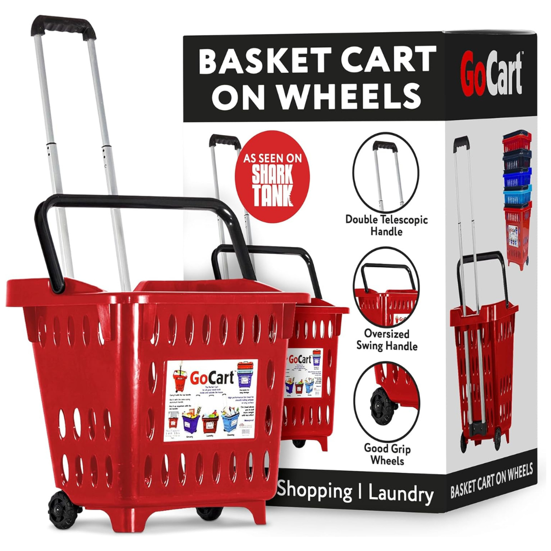dbest products GoCart Rolling Red Grocery Cart