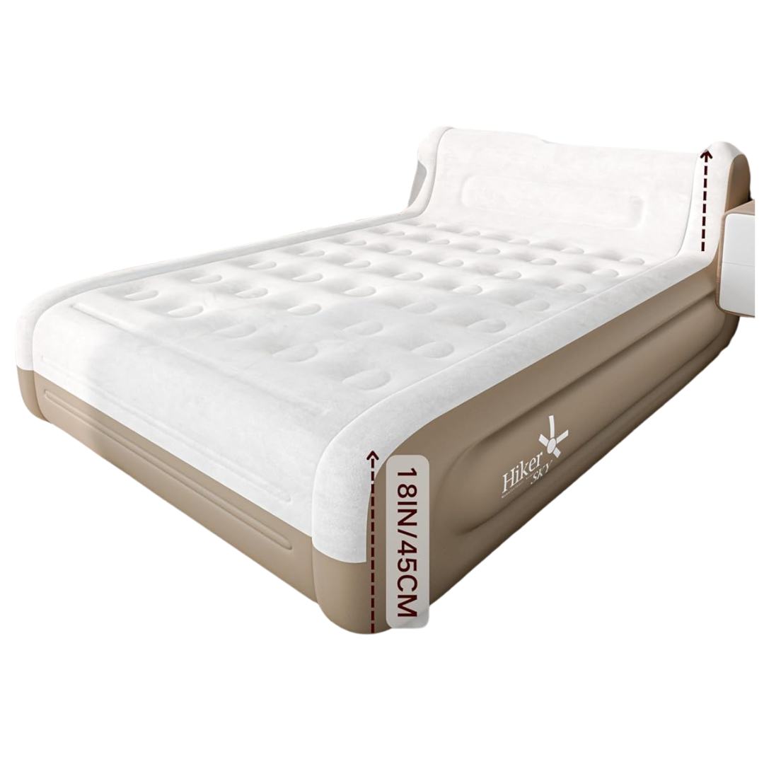 HikerSKY Queen Air Mattress With Built-in Headboard