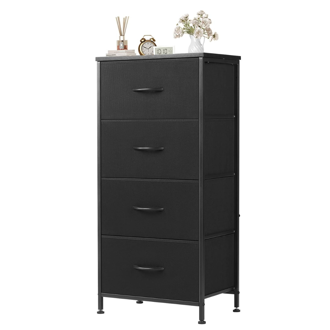 Atilioo 4-Drawer Fabric Dresser With Wood Top & Metal Frame