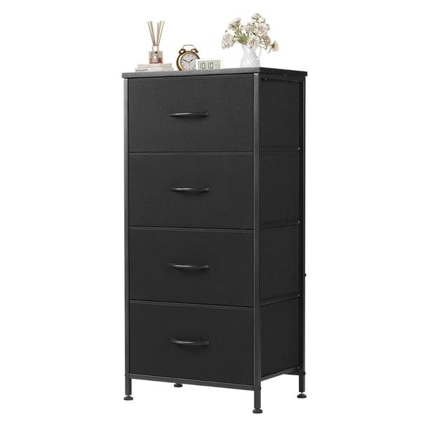 Atilioo 4-Drawer Fabric Dresser With Wood Top & Metal Frame