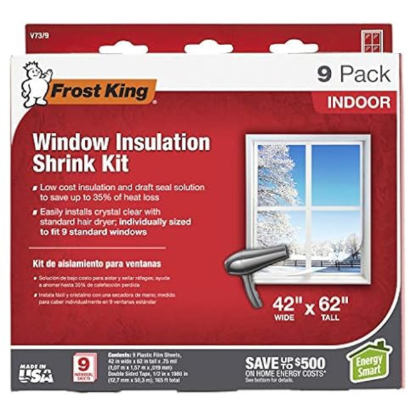 9-Pack Frost King V73/9H 42" x 62" Indoor Shrink Window Kit