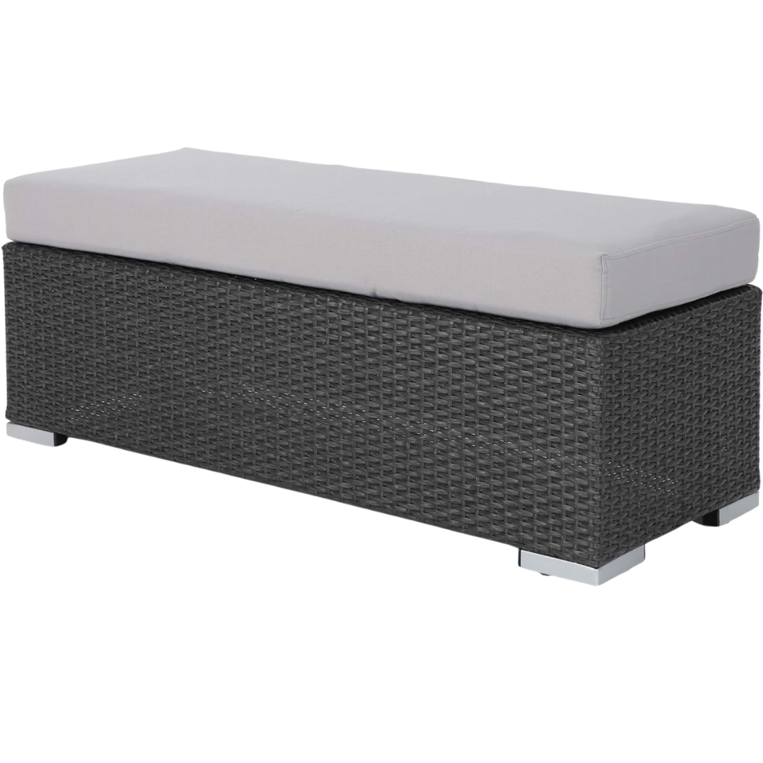 Christopher Knight Home Santa Rosa Wicker Bench W/ Water Resistant Cushion