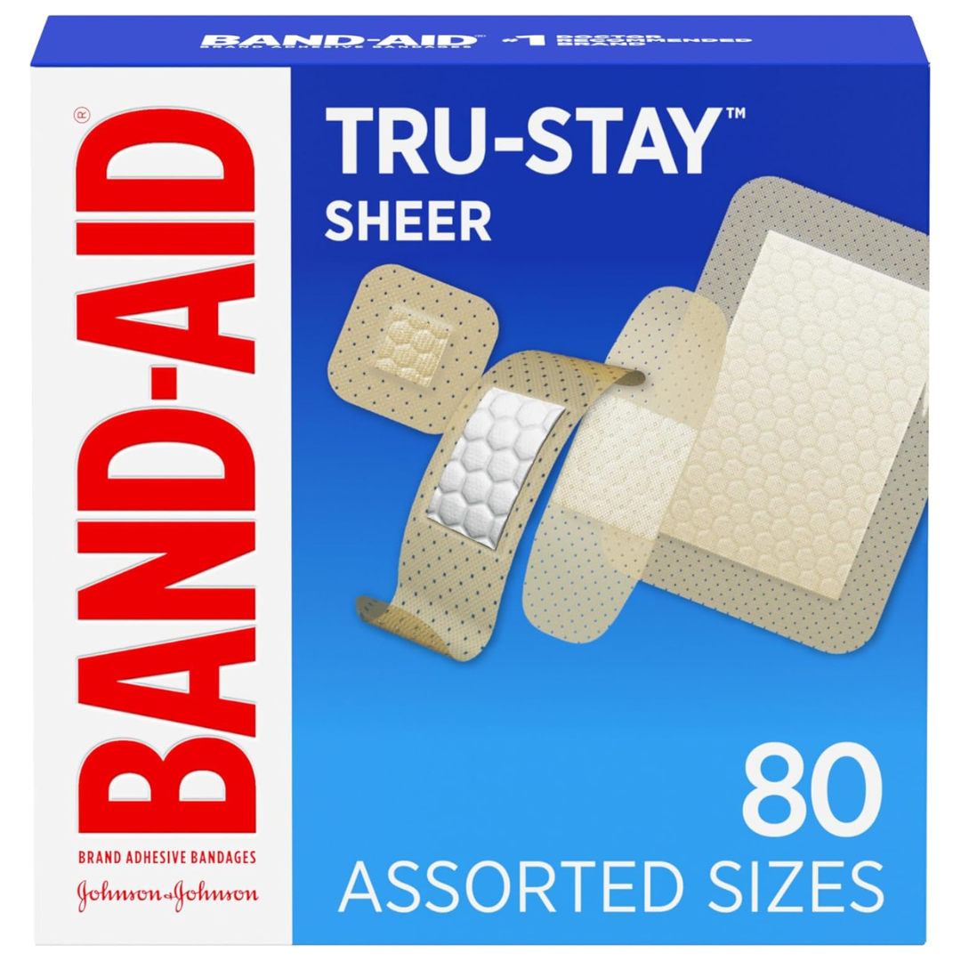 80-Count Band-Aid Brand Tru-Stay Sheer Strips Adhesive Bandages