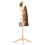 Unisakey Wooden Coat Rack w/ 8 Hooks & Adjustable Heights