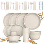 48-Piece GPED Wheat Straw Unbreakable Dinnerware Sets