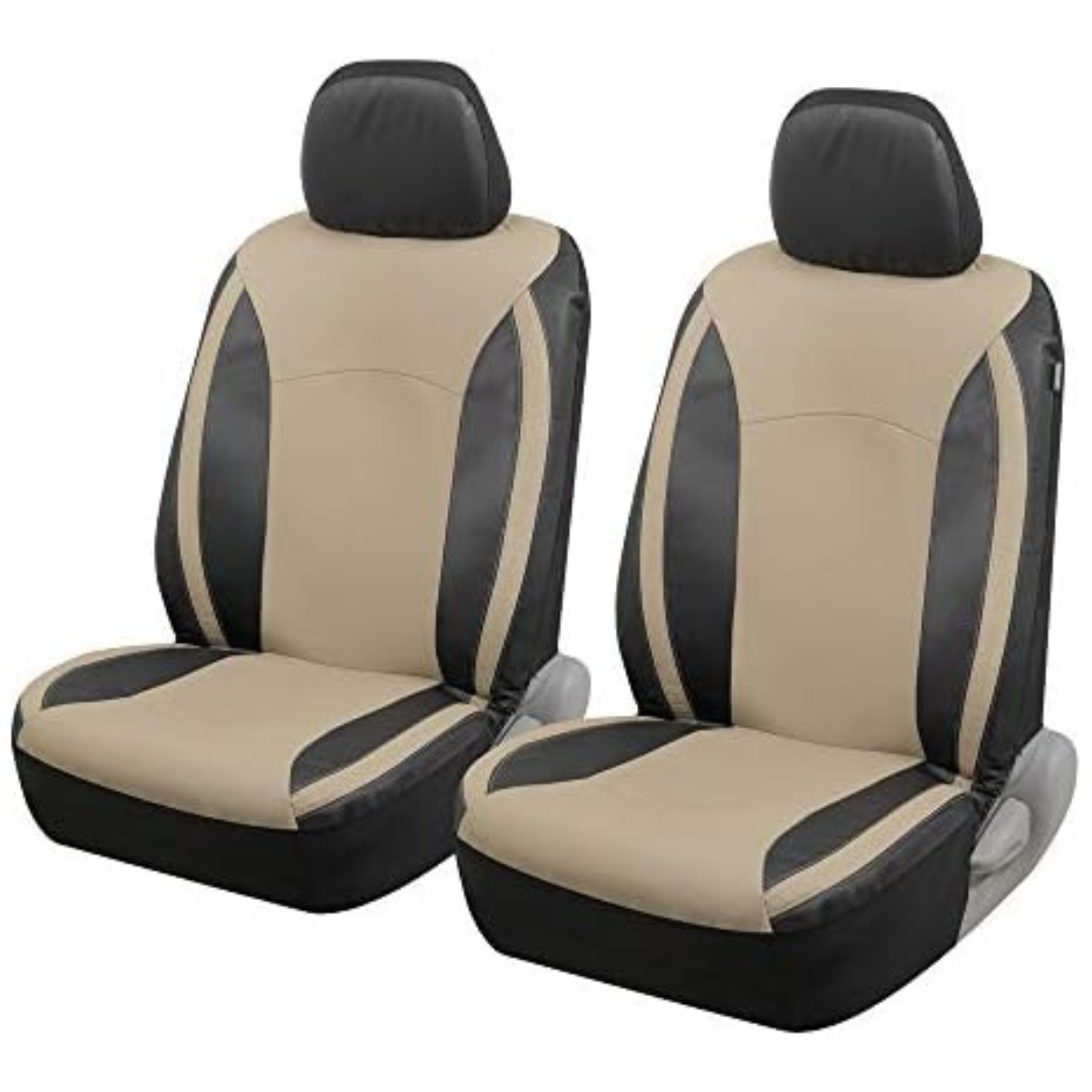4-Piece Motor Trend Beige Faux Leather Car Covers
