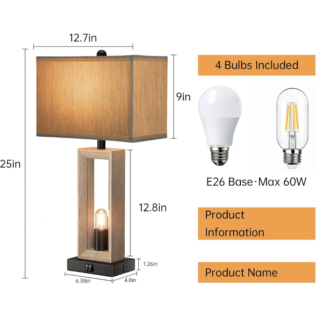 Set of 2 PACOLIT P Modern Farmhouse Table Lamps