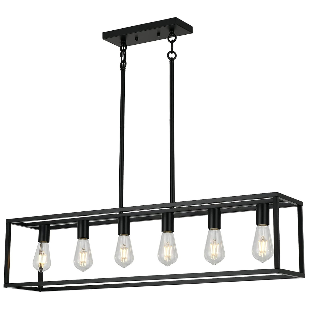 6 Light Rectangle Hanging Farmhouse Chandeliers