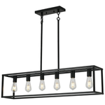 6 Light Rectangle Hanging Farmhouse Chandeliers