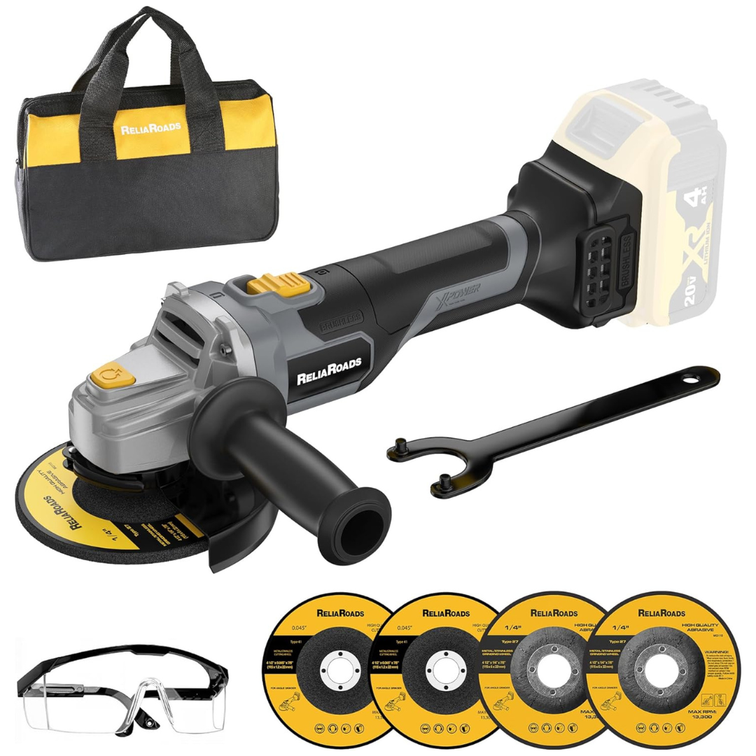 ReliaRoads 4-1/2" 20V Brushless Cordless Angle Grinder