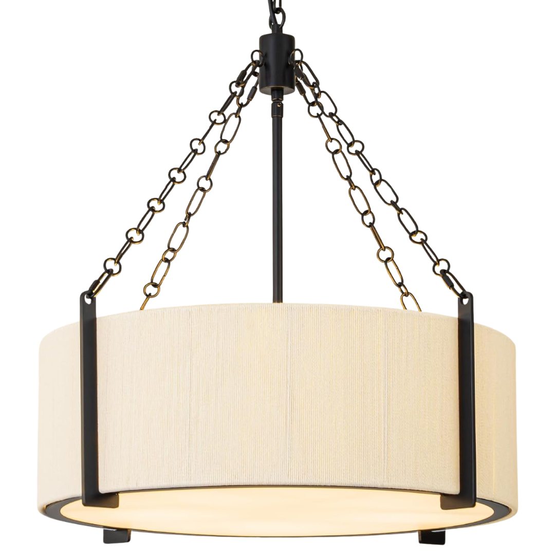 21" 5-Light Hand Woven Boho Rattan Chandelier