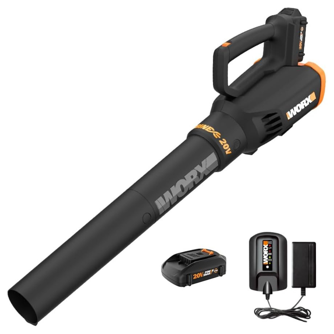 Worx 20V 360 CFM 75 MPH Cordless Turbine Leaf Blower W/ Battery & Charger