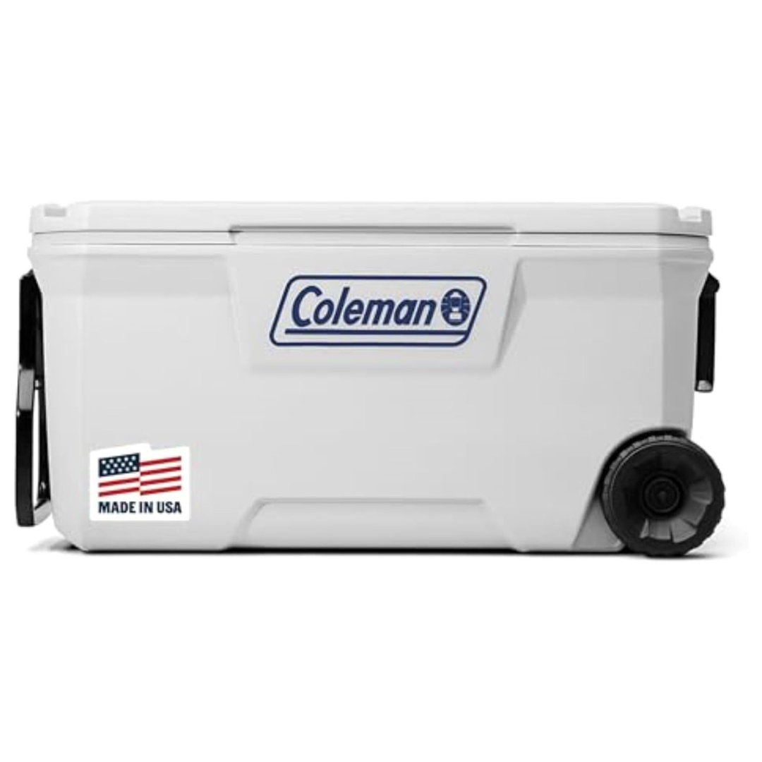 100-Qt Coleman Marine Cooler W/ UV Guard Lid & Wheels