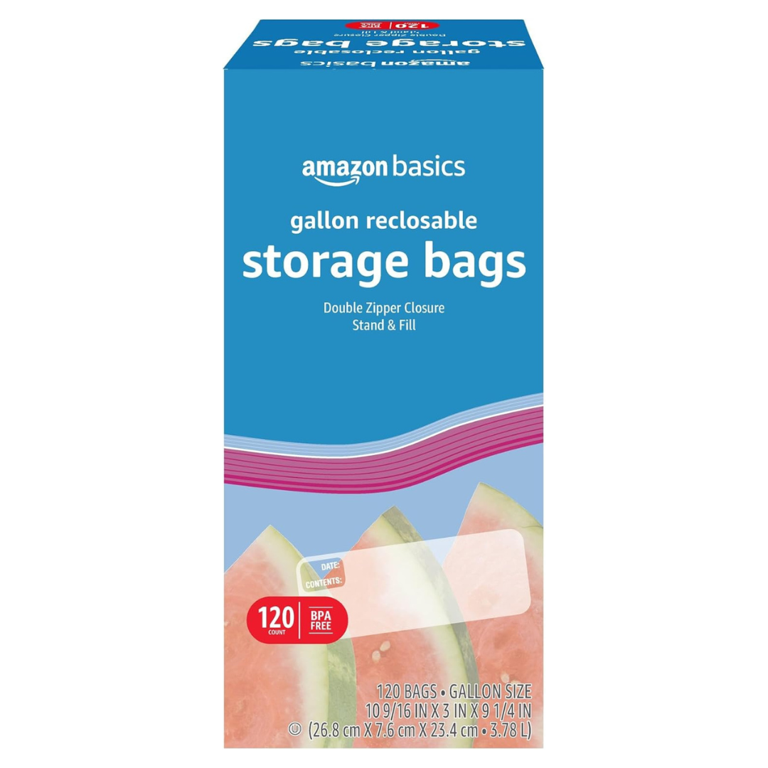 120-Count Amazon Basics Recloseable Gallon Food Storage Bags