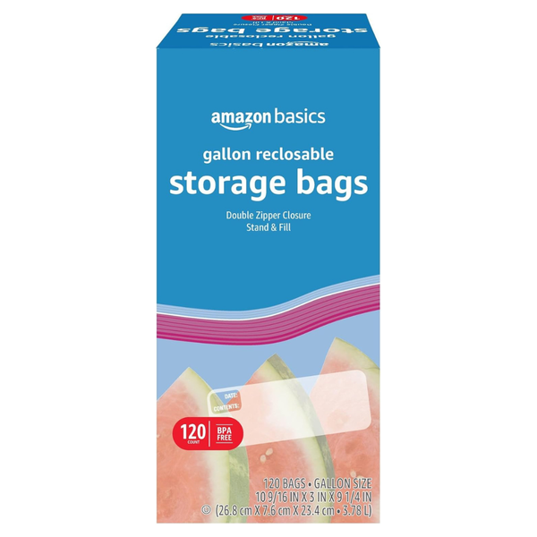 120-Count Amazon Basics Recloseable Gallon Food Storage Bags