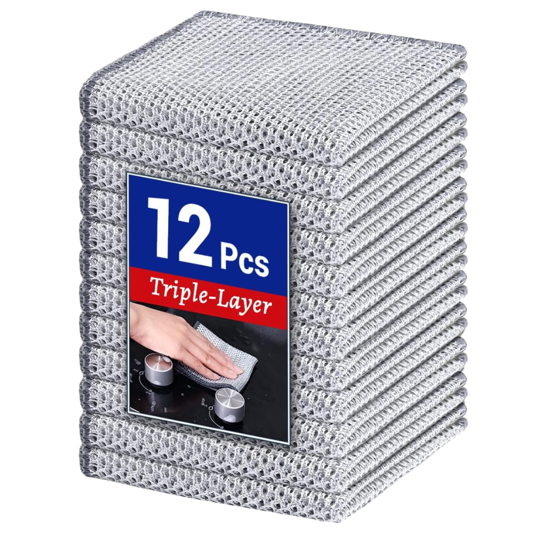 12-Pack 3-Layer Non-Scratch Multipurpose Steel Wire Dishcloths