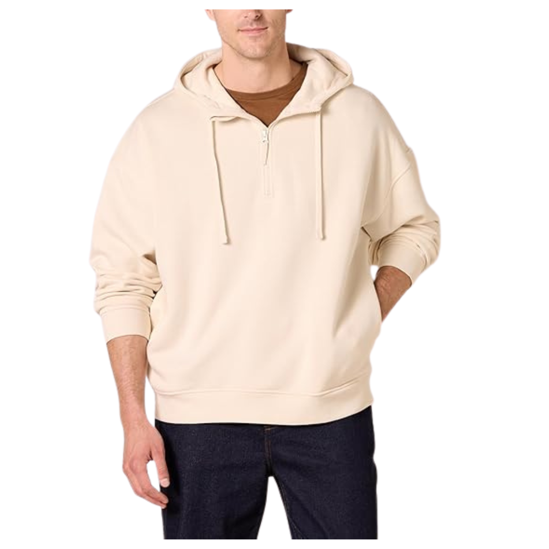 Amazon Essentials Men's Quarter-Zip Oversized-Fit Hoodie Sweatshirt
