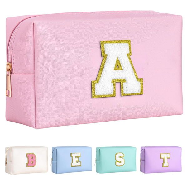 Preppy Initial Cosmetic Bags W/ Zipper