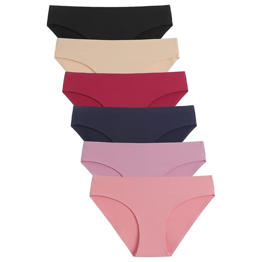 6-Pack Women's Seamless No Show Stretch Bikini Panties