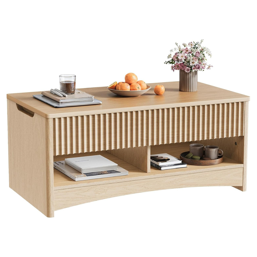 Marsail Lift Top Coffee Table With Open & Hidden Storage