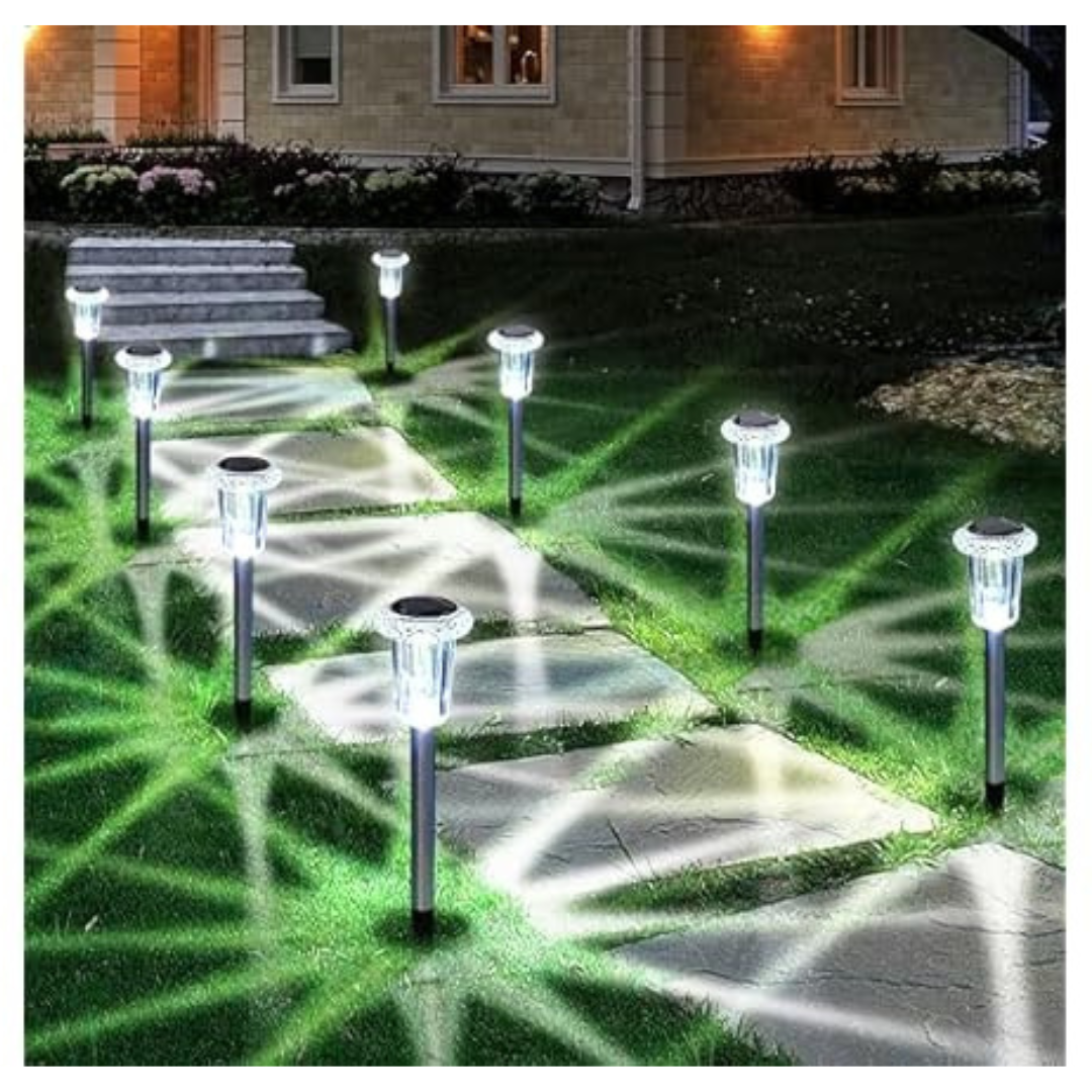 10-Pack Waterproof Stainless Steel Solar Stake Lights