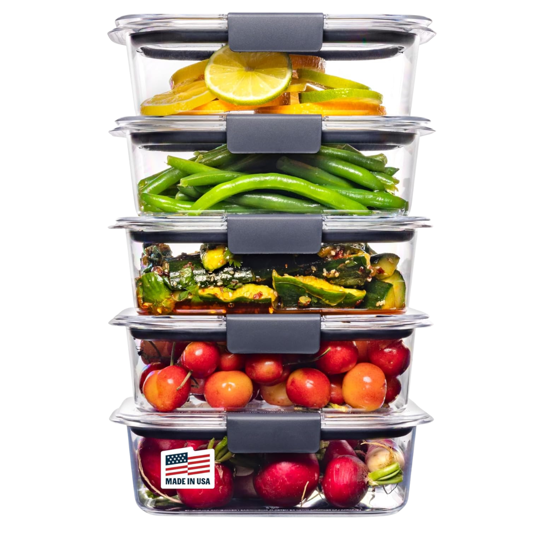 Set Of 5 Rubbermaid Brilliance Food Storage Containers (3.2 Cup)
