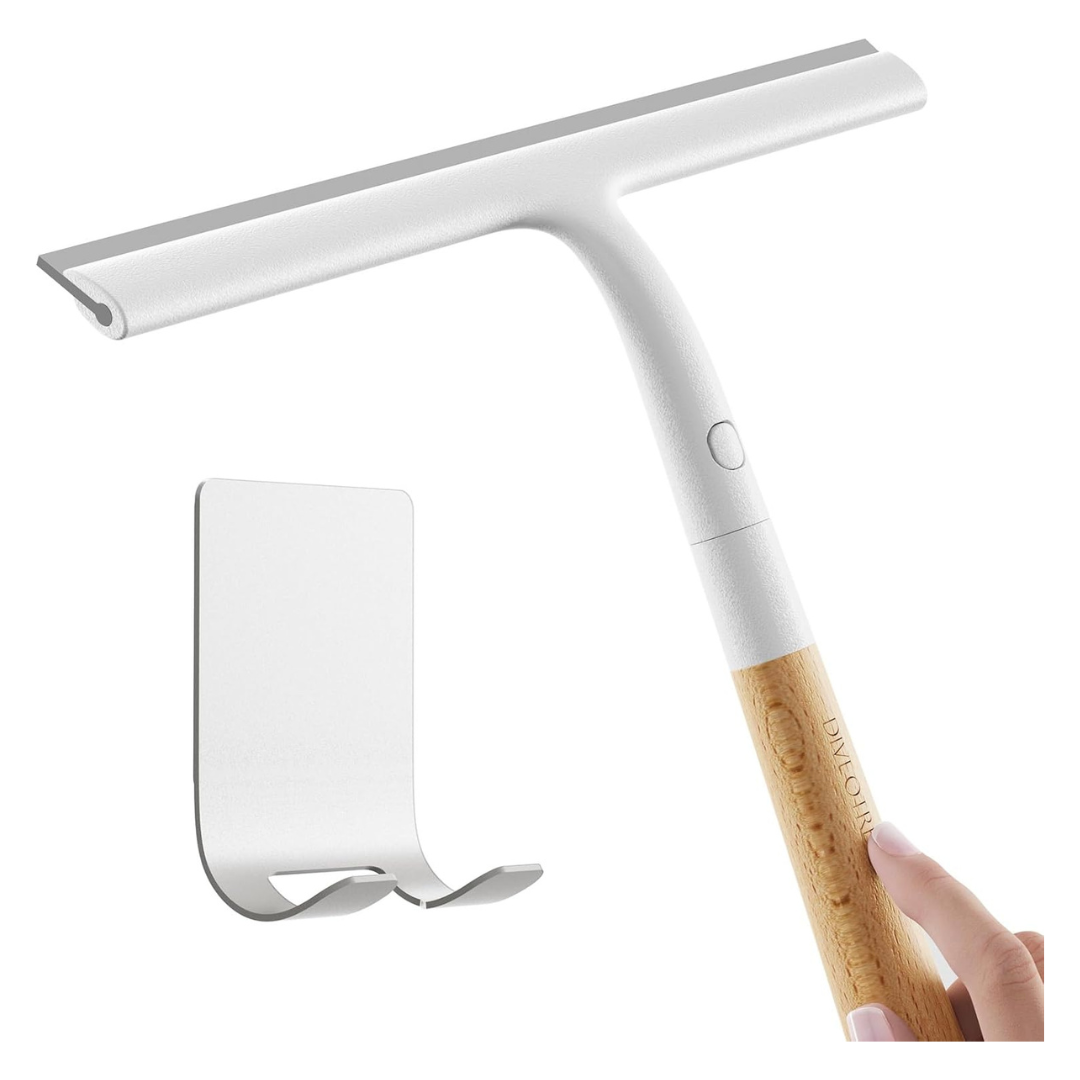 Heavy-Duty Silicone Shower Squeegee For Glass & Doors
