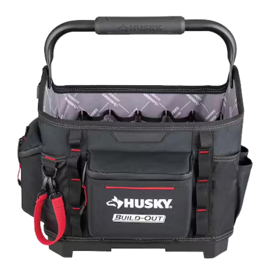 14" Husky Build-Out Heavy Duty Zippered Tool Bag W/ Handle