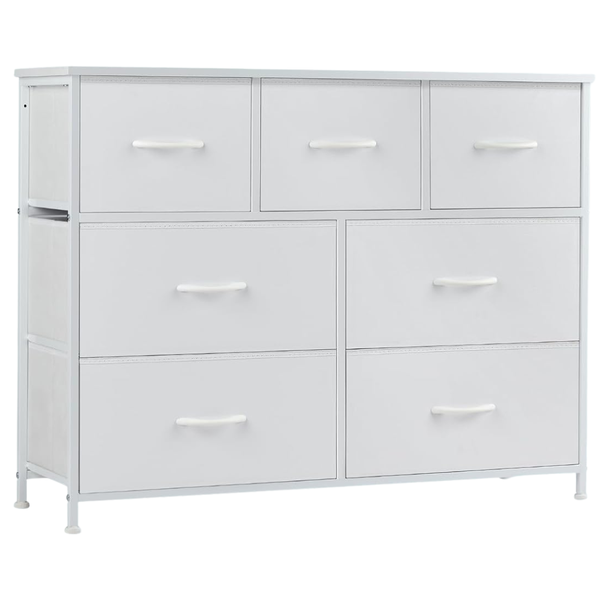 7-Drawer Dresser With Wooden Top & Metal Frame