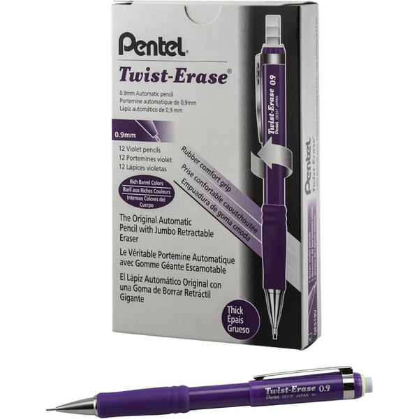 12-Count Pentel 0.9mm Twist-Erase III Mechanical Pencil