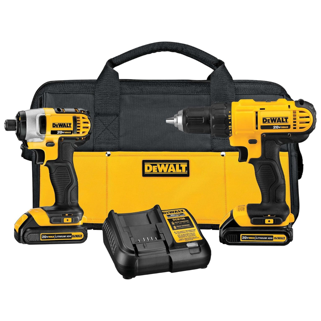 Dewalt 20V Cordless Drill & Impact Driver w/ 2 Batteries